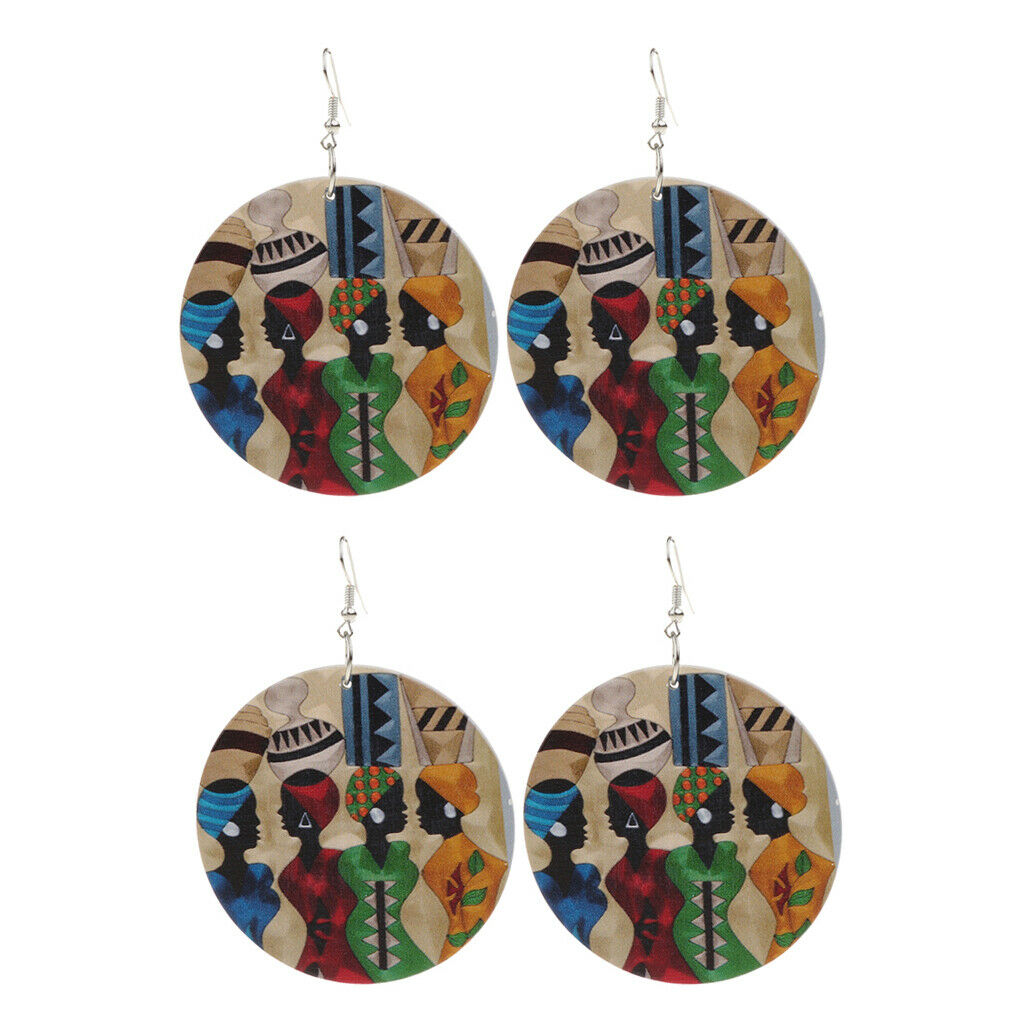 2 Pair Natural European Hot Wood Earring Personalized for Girl Birthday Gift