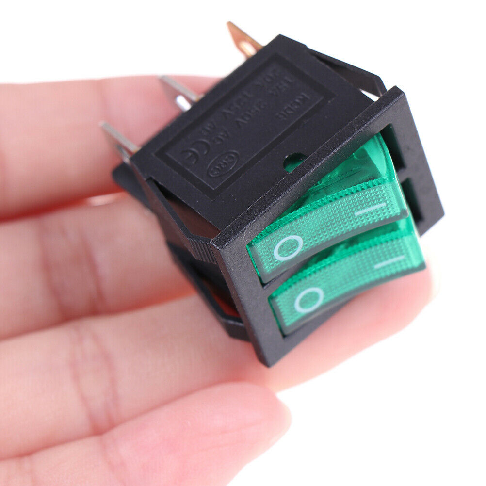Double boat rocker switch 6 Pin On-Off with green light 20A 125VAC KCD6  .l8