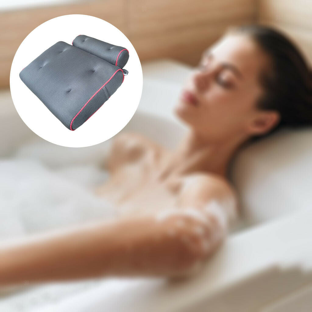 Luxury Bathtub Bath Pillow Suction Hot Tub Head Support Rest Cushion Comfort