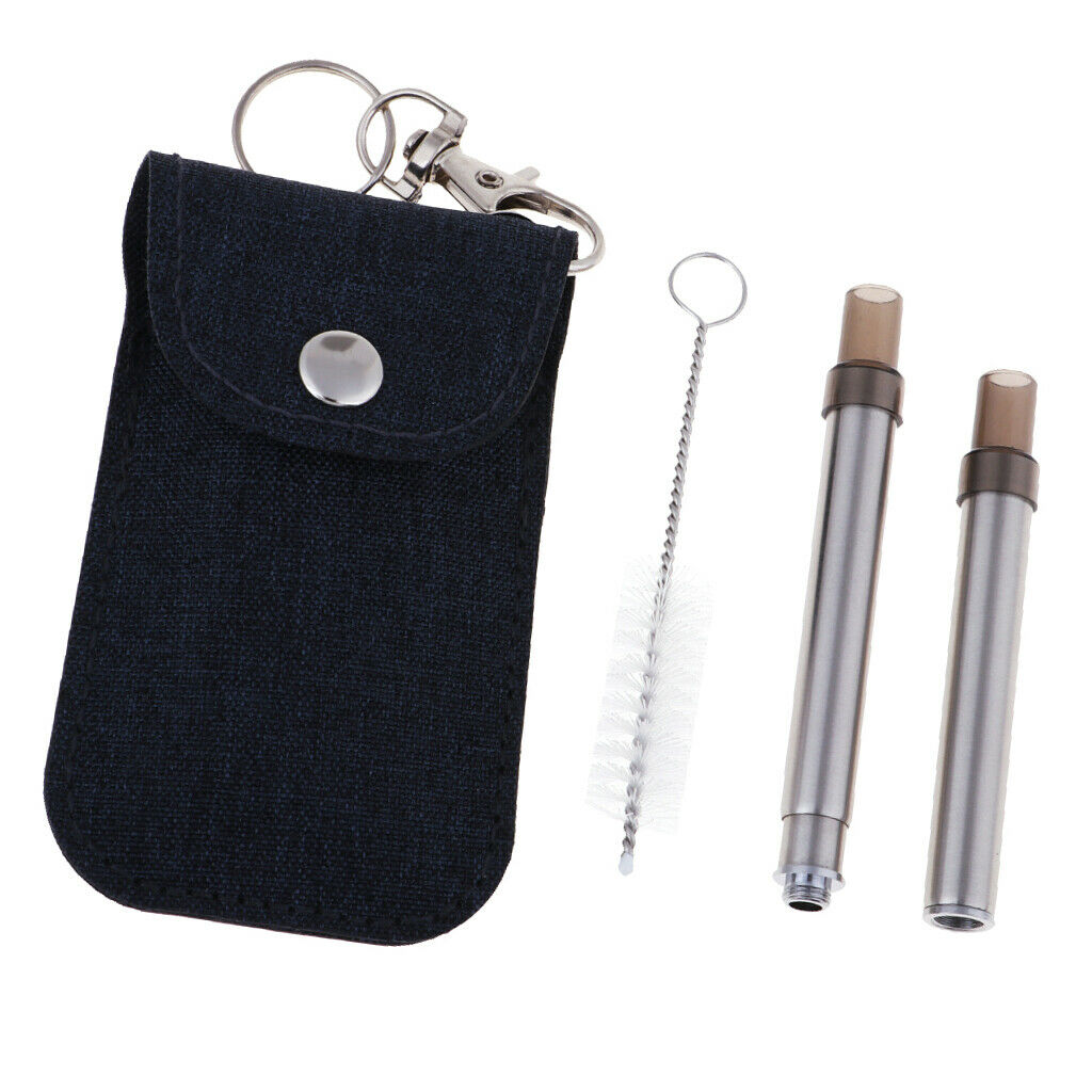 Stainless Steel Foldable Drinking Straw Tumblers Sucker Pipe with Carry Bag S
