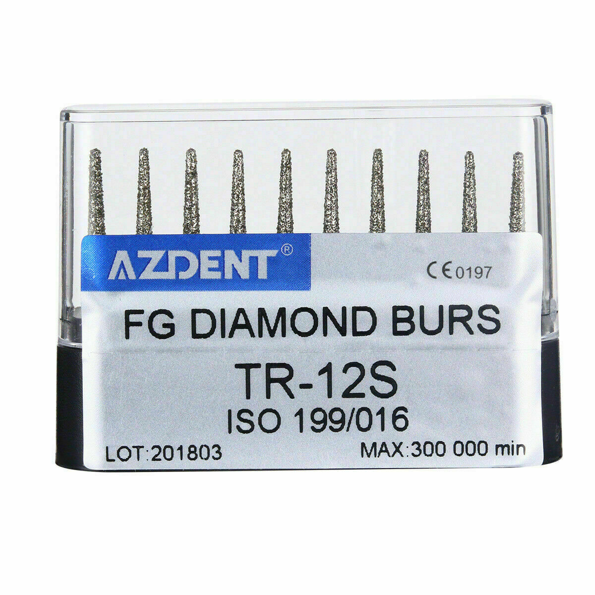 50 Kits Dental Diamond Burs FG Cone Round Head TR-12S For High Speed Handpiece