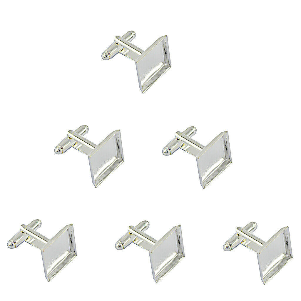 6pcs   Square   Cuff   Links   Blank   Base   with   Flat   Pad   Formal