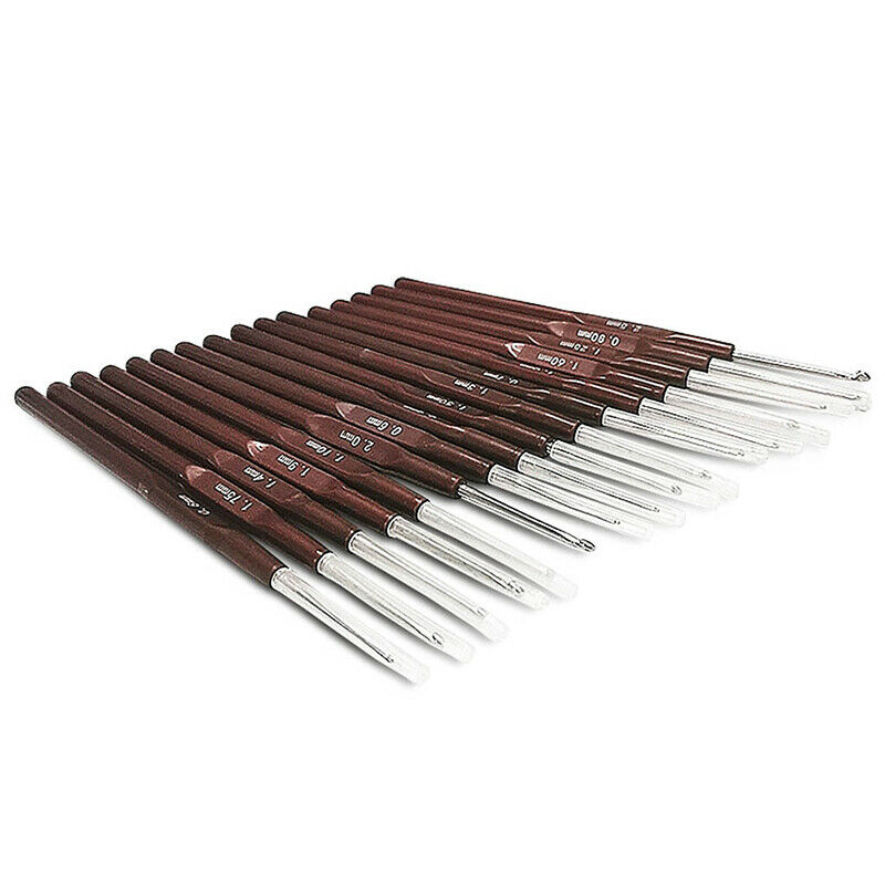 16pcs Plastic Handle Crochet Hooks Handle Knitting Needles Set Crochetin.l8