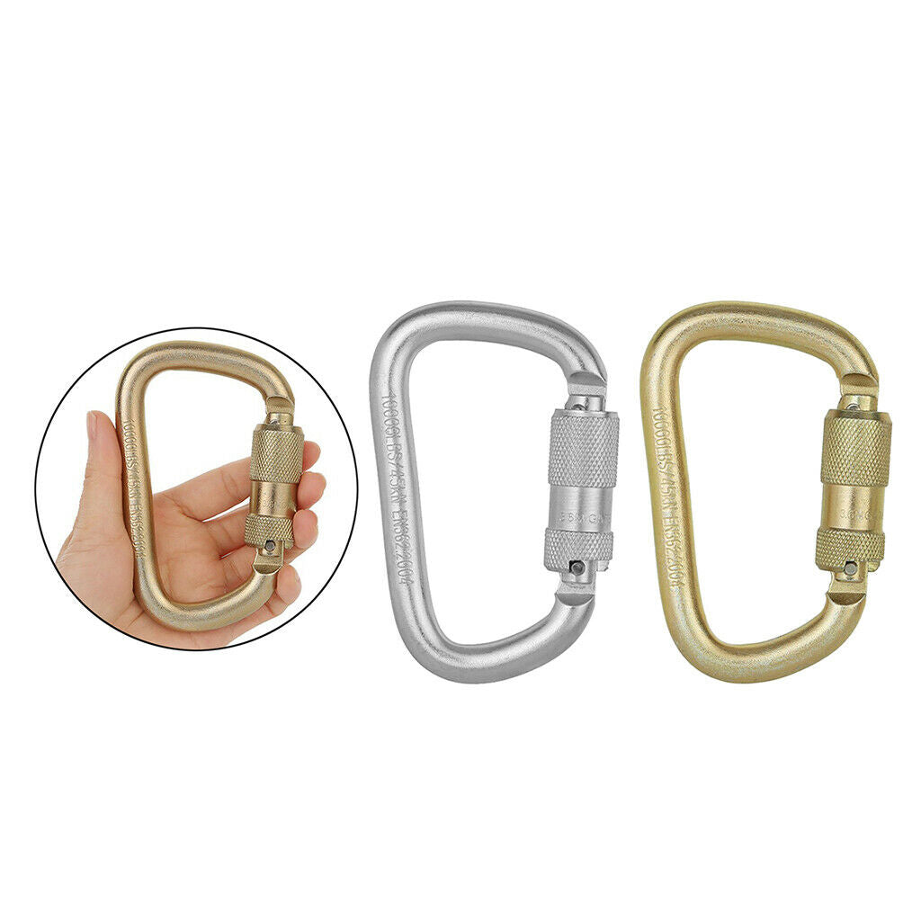 Heavy Duty D Shaped Carabiner Safety Buckle for Outdoor Rock Climbing Golden
