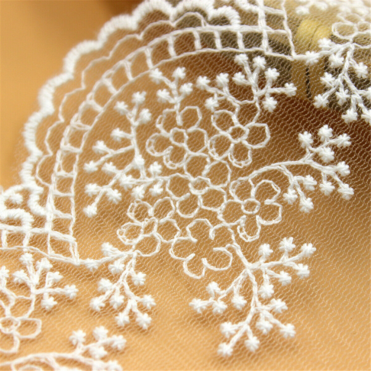 2 Yds White Cotton Crochet Lace Trim Skirt Hem Decor DIY Sewing Accessory 11.5cm