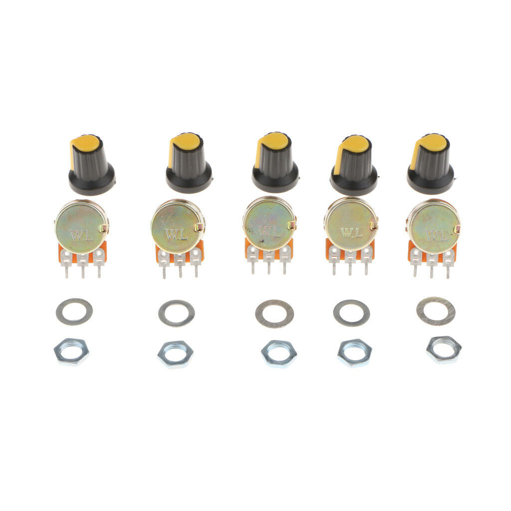 5Pcs 10K OHM Linear Taper Rotary Potentiometer Pot Top Adjustment