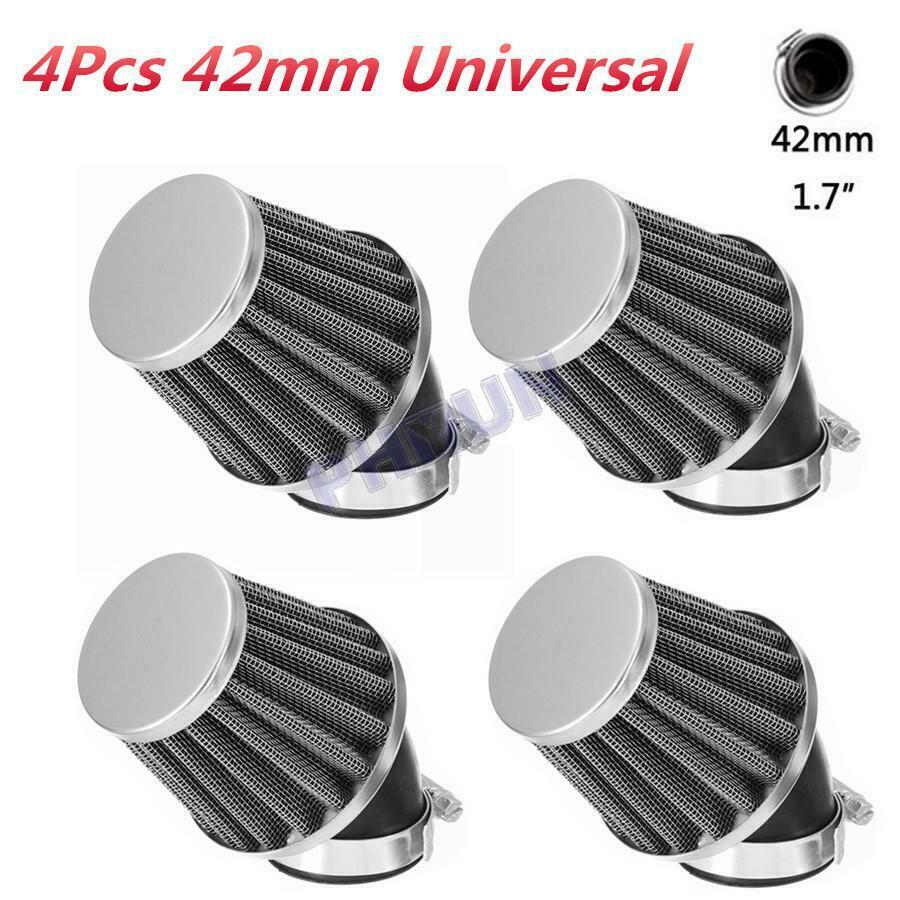 4x 42mm Air Filter Pod 45 Degree Bend Inlet For Motorcycle Scooter ATV Dirt Bike