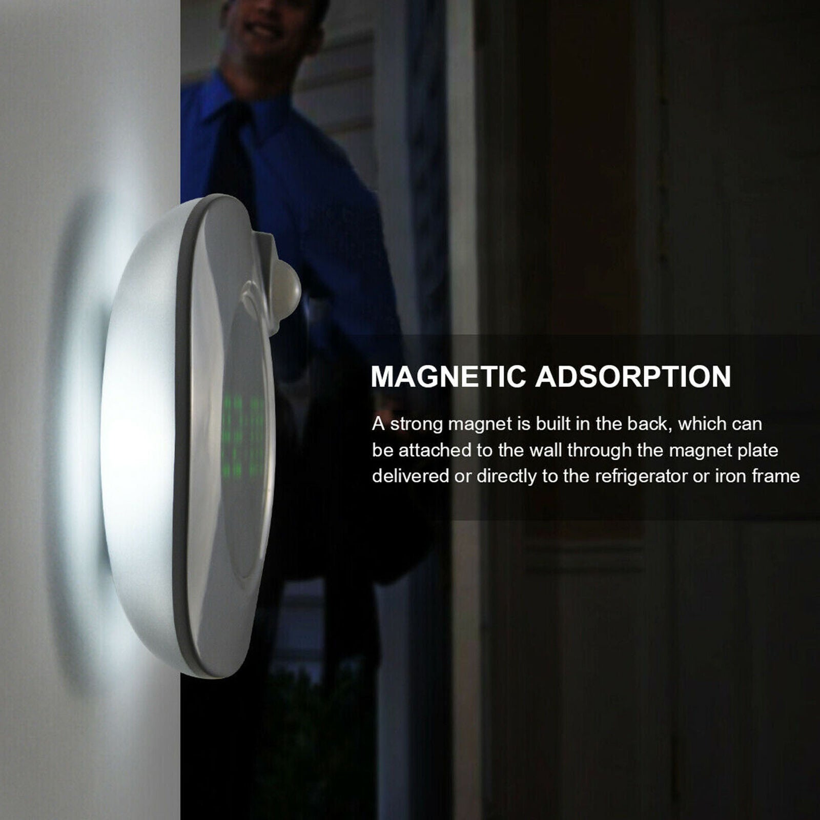 LED Digital Time Wall Clock With PIR Motion Sensor Night Light Home Clock Lamp
