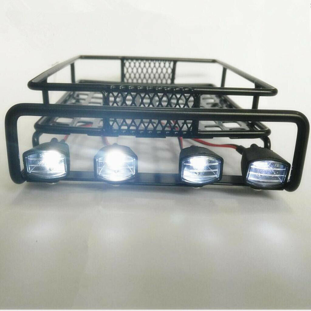 RC Crawler Climbing Truck Roof Rack Luggage Carrier with LED Light for RC4WD