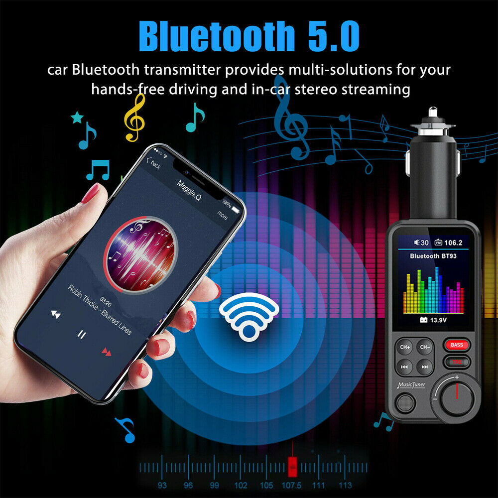 Blutooth Car FM Transmitter MP3 Player Hands free Radio Adapter 2 USB Charger