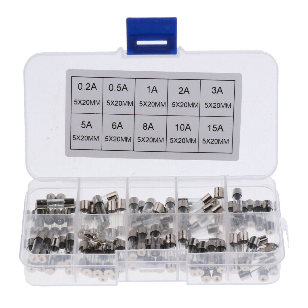 10x AGC Glass Blow Fuse Holder Inline screw type 100Pcs Glass Tube Fuses Kit