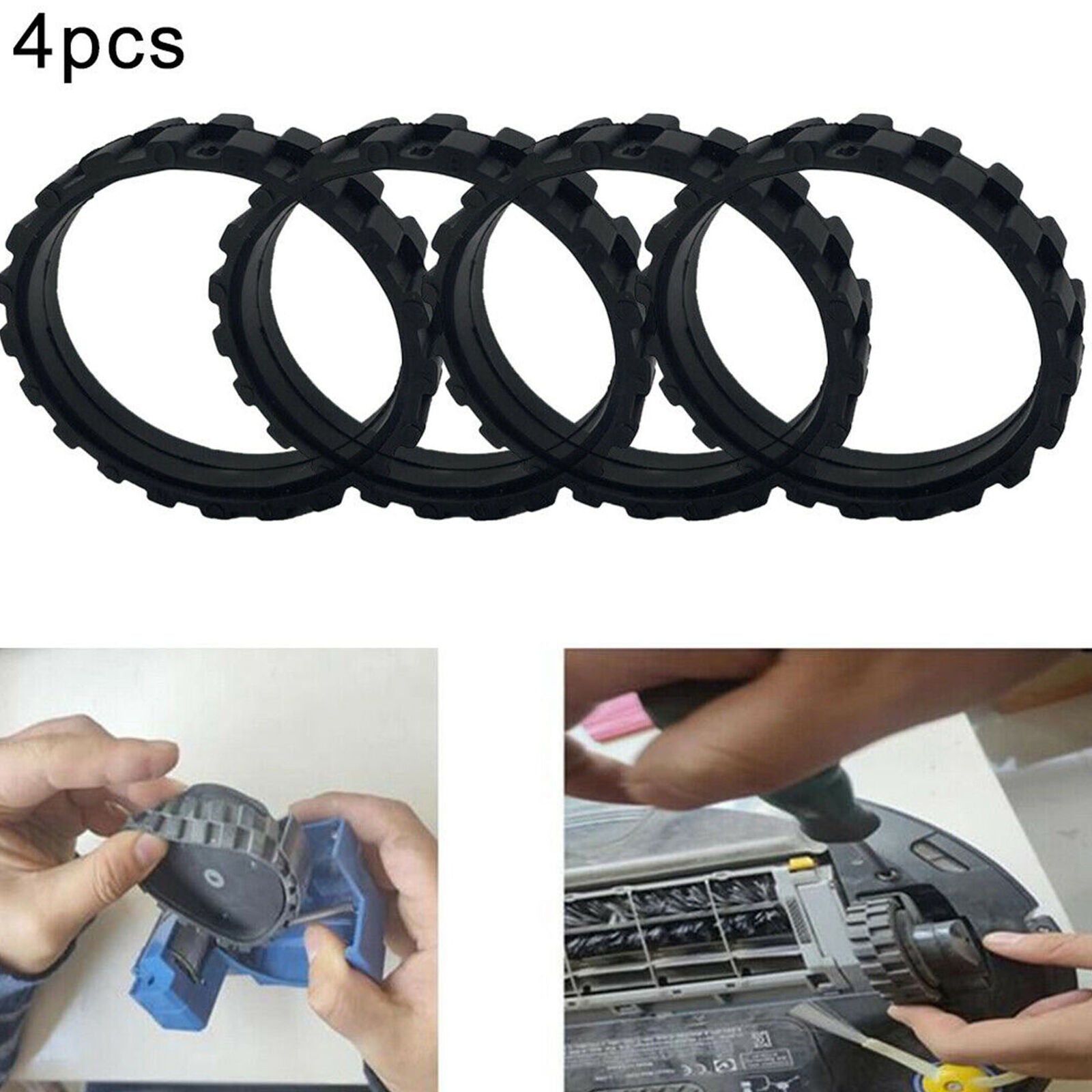 4pcs Tires For IROBOT ROOMBA 500,600,700,800,900 Series Anti Slip Wheel Black
