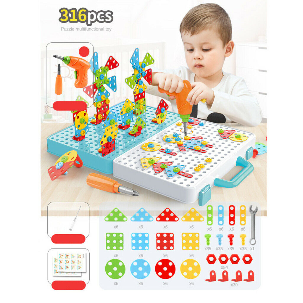 316 Pcs Creative Construction Toys Drill  Mosaic Take Apart Toys Kids