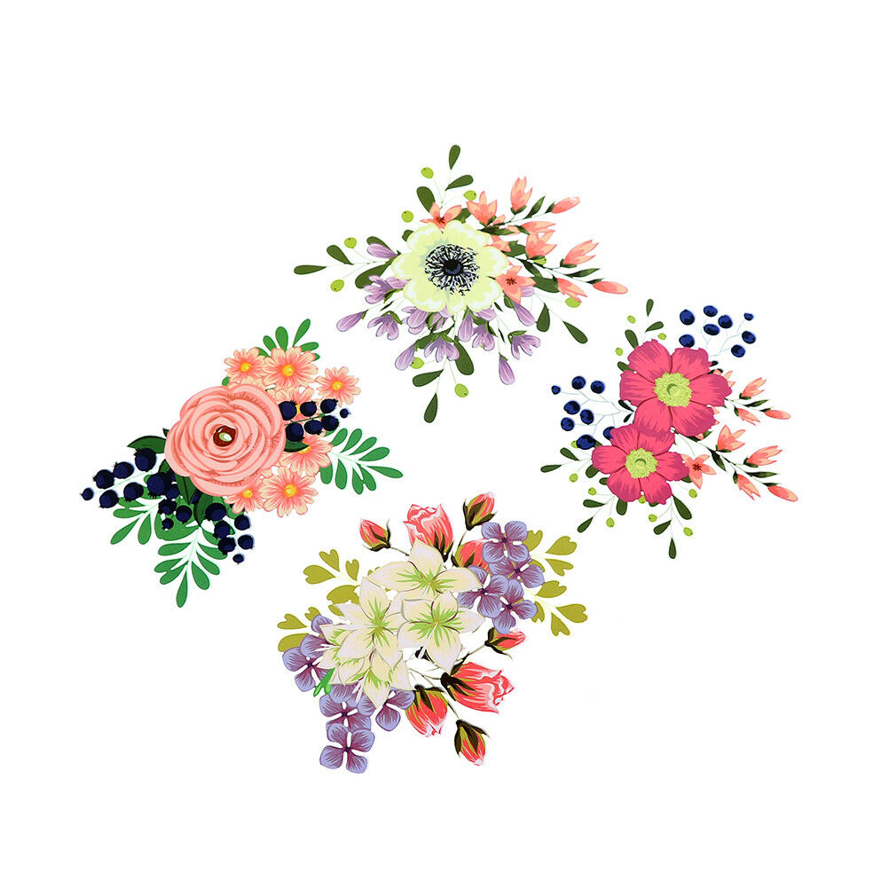 Flowers clothes patches heat transfer stickers printing iron on appliques.l8