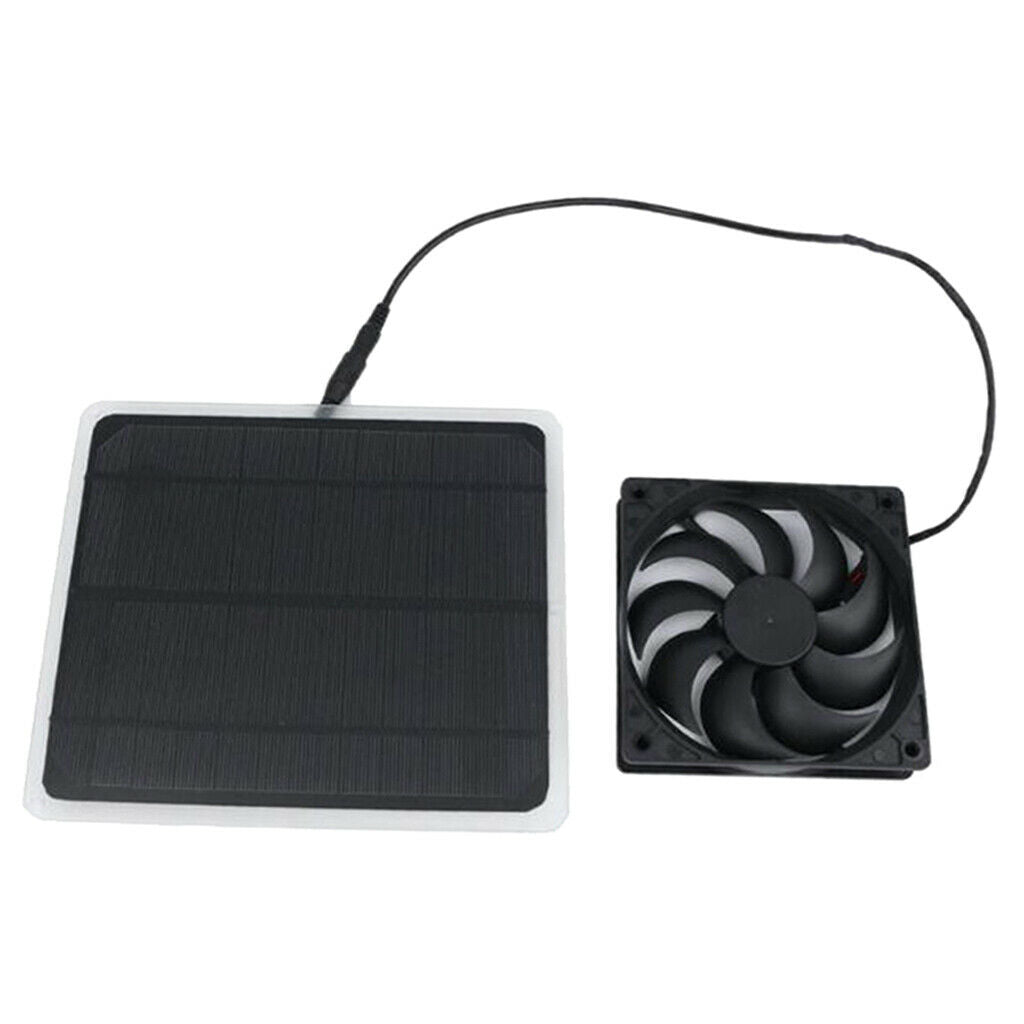 12V 5W Solar Panel Fan Charger Kit Backup Cooling Fan for Van Camper Camping