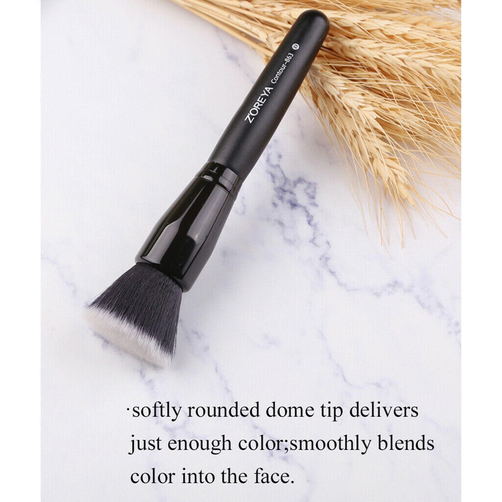 Synthetic Flat Contour Brush Blending Stippling Face Brush w/ Wooden Handle