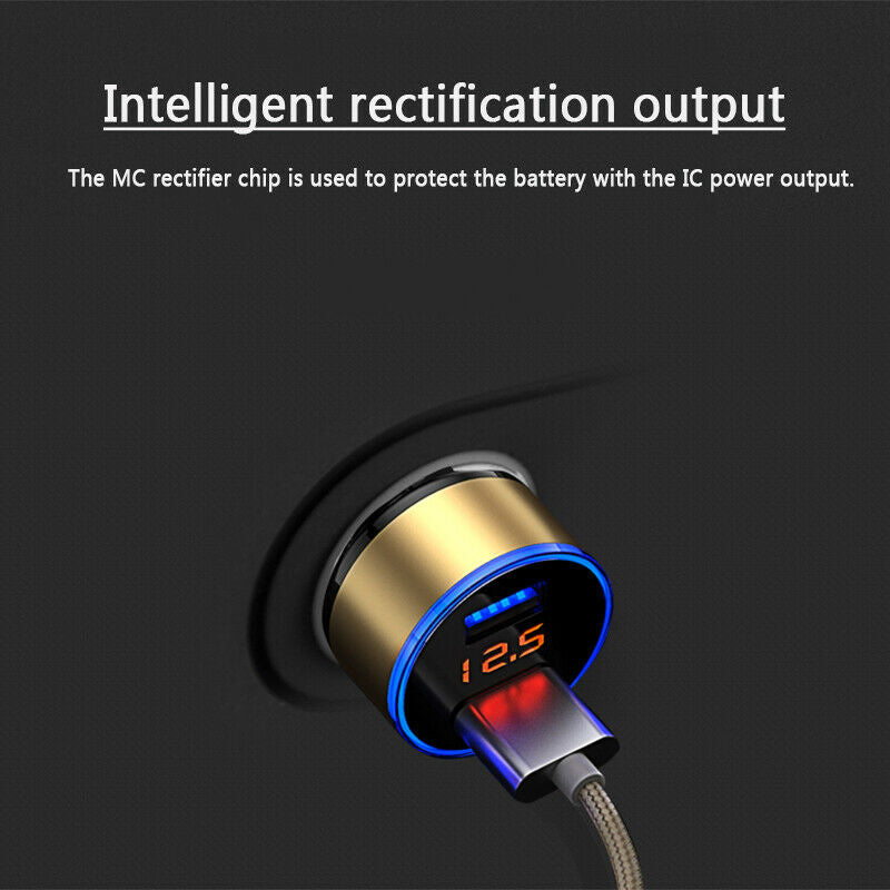 3.1A Dual USB Port Digital Car Cigarette Charger Lighter 12V/24V LED Voltmeter