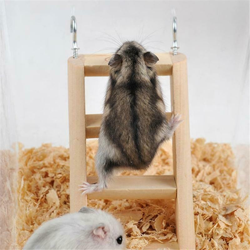 Hamster Climbing Ladder Wood Bridge with Hook for Guinea Pig Rat Hedgehog Gerbil