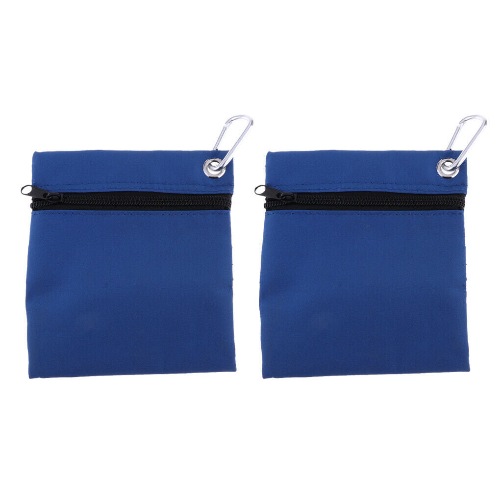 2Pcs Golf Ball & Tees Storage Carry Bag Zipper Holder Pouch with Carabiner Clip,