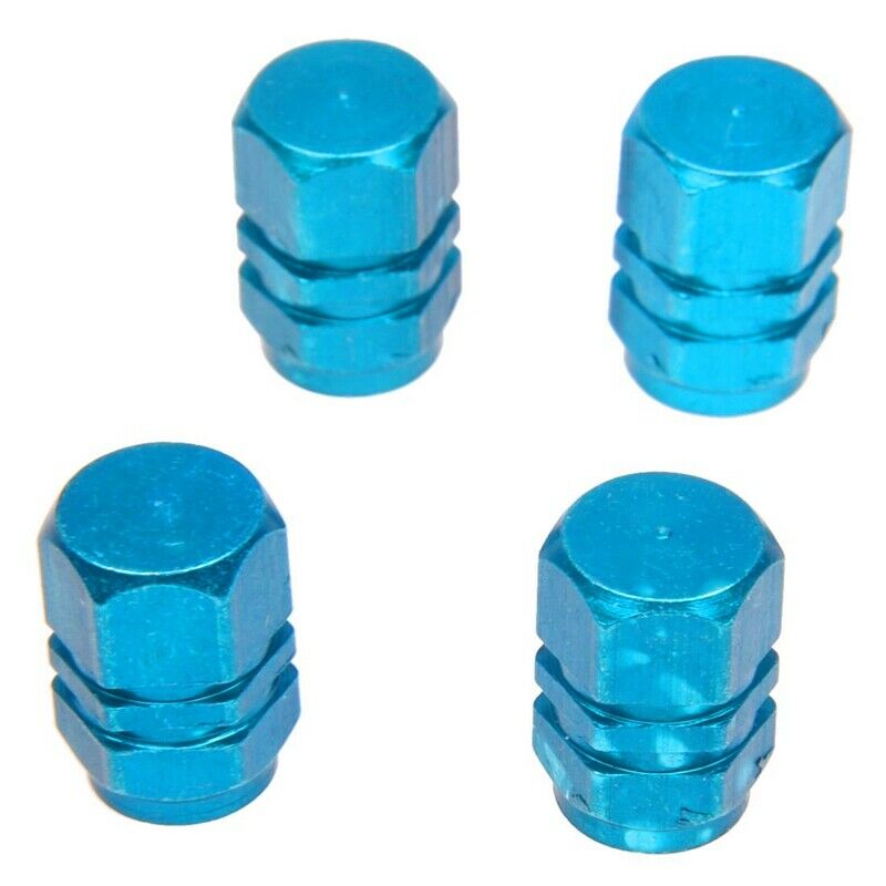 4X Tire Wheel Rims Stem Air Valve Caps Tyre Cover Car Truck Bike Blue AluminuT6