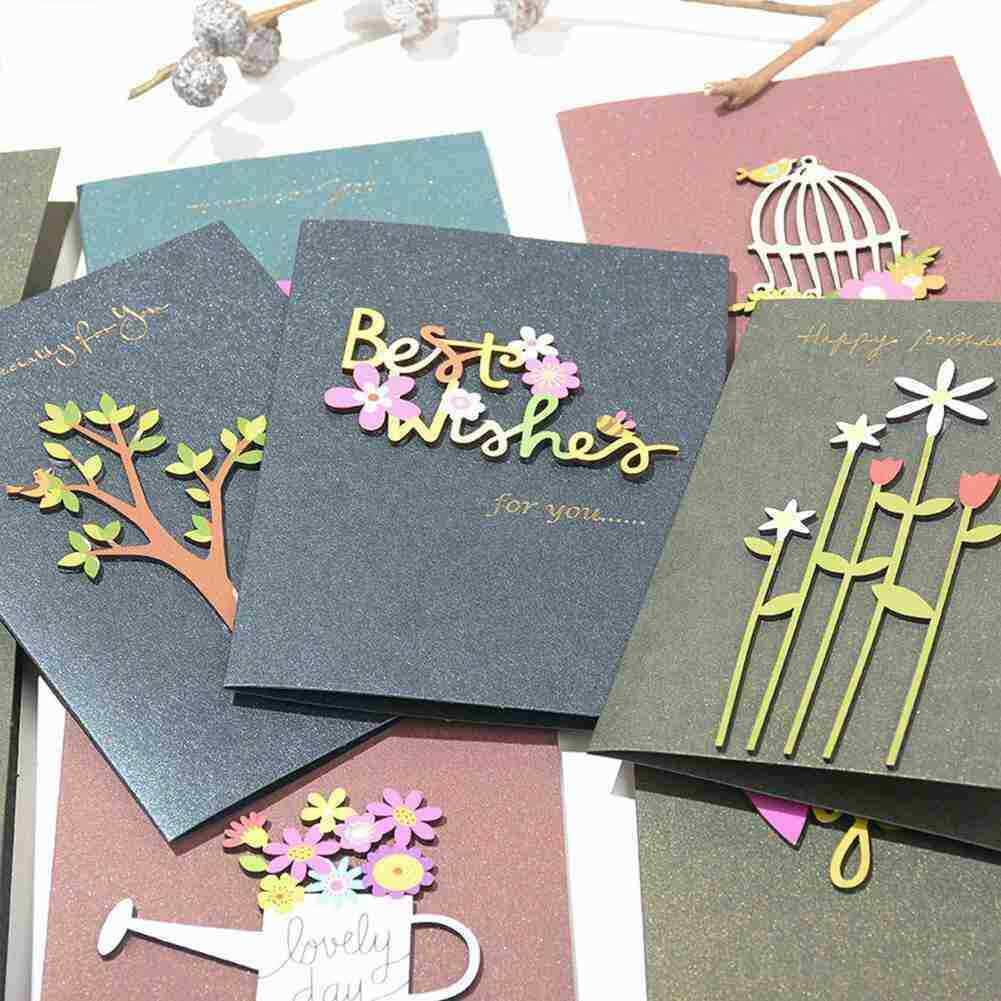 1pcs Thank you Card DIY Dried Flowers Weddings Birthday Krafts New Greeting