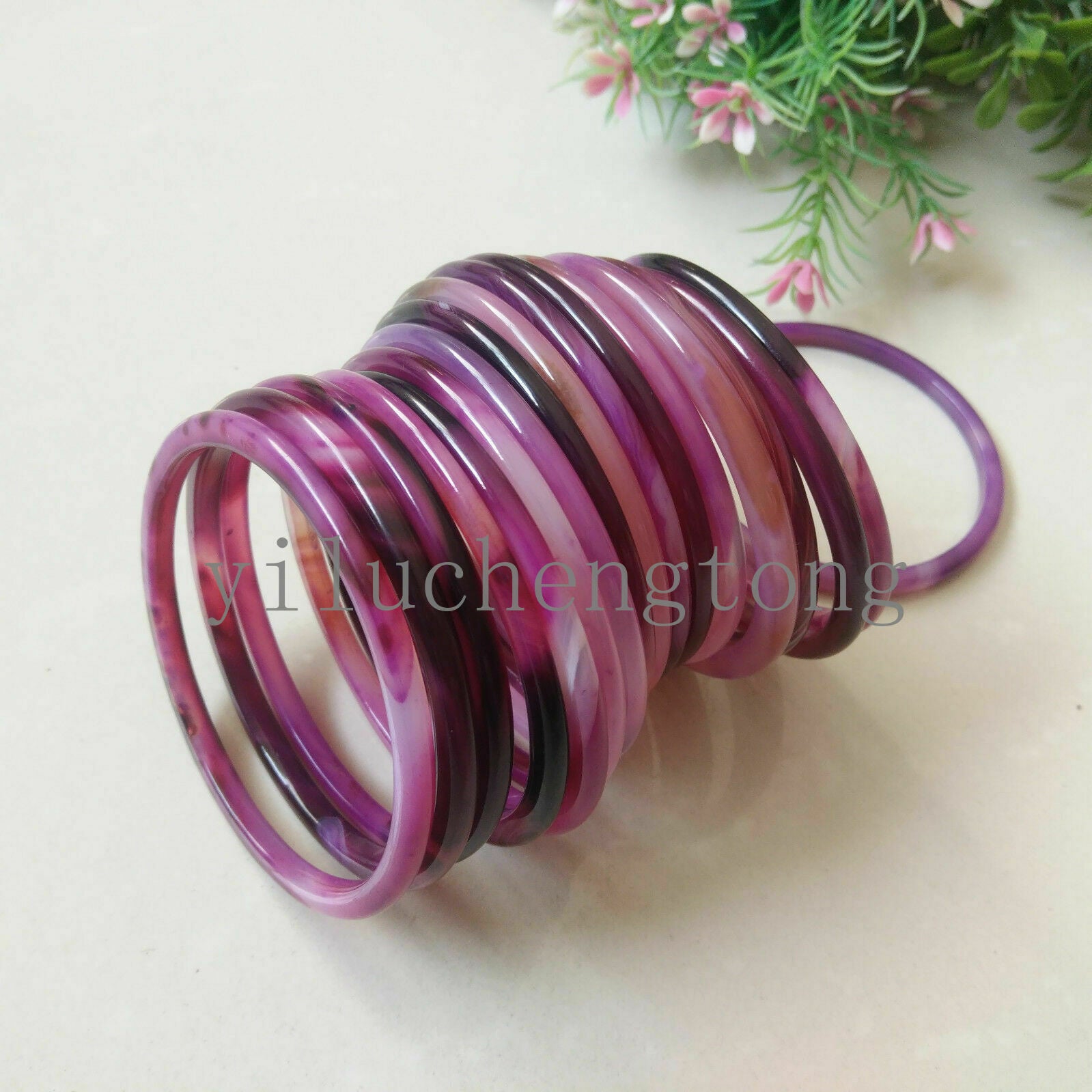 5pcs Fashion 100% Natural Agate Chalcedony Bangle Bracelet 54-55mm+Certificate