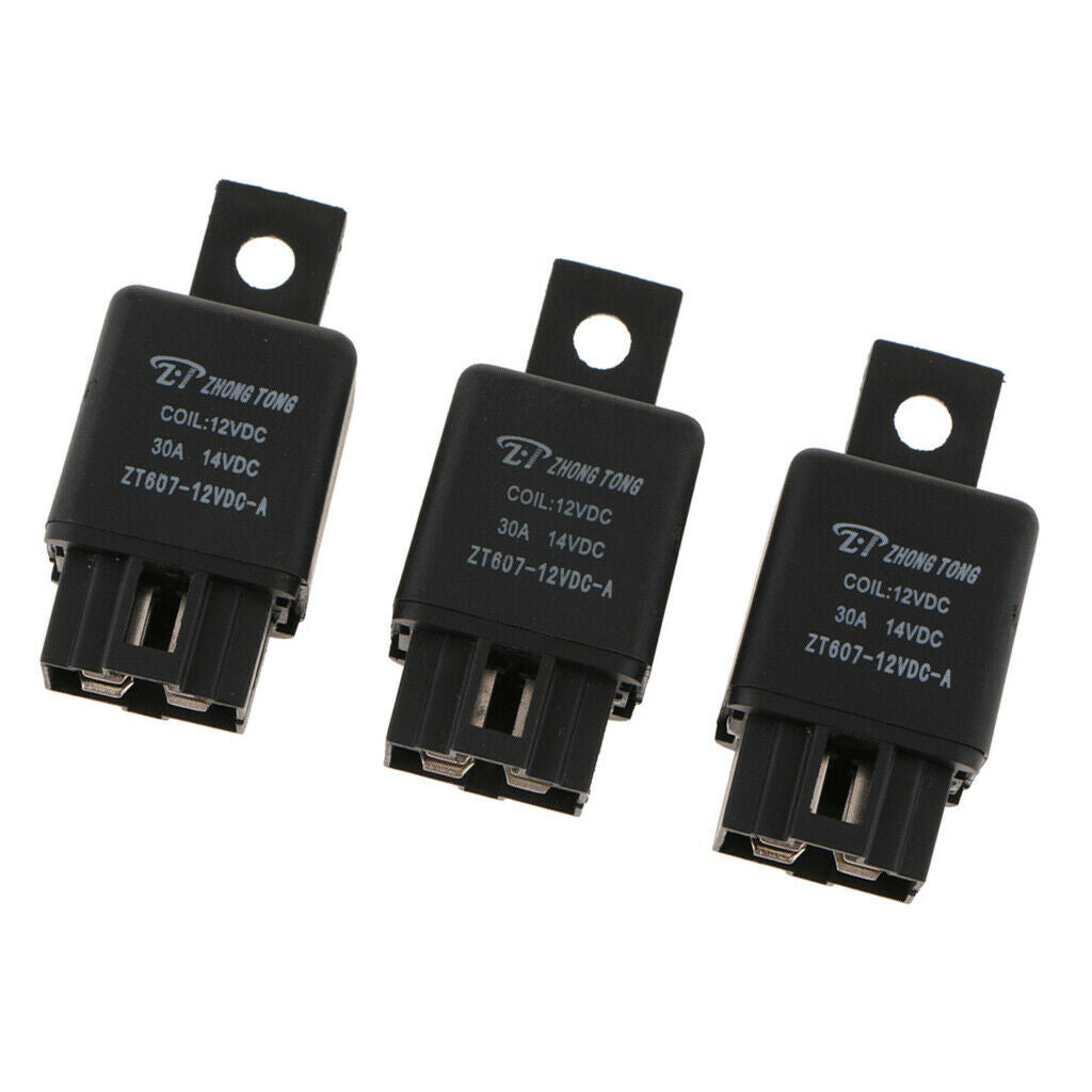 30A High Switching Capability 3PCS ZT607-DC12V 4Pin Heavy Duty SPST Relay High