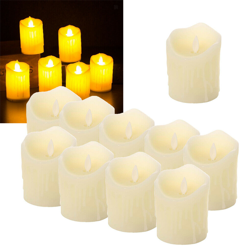 10x Lifelike Swinging Flame Battery Powered Realistic Flameless LED Candles