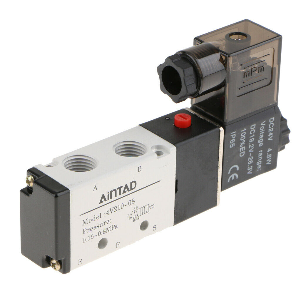 2 pcs 4V210-08  Solenoid Valve  5 Way 2 Position Pneumatic Air 1/4" BSPT 24V