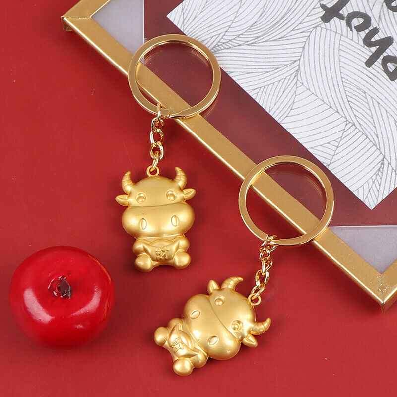 1PC Chinese Zodiac Ox Year Key Ring Pendant Lucky Bull Keychain Gift Souv.l8
