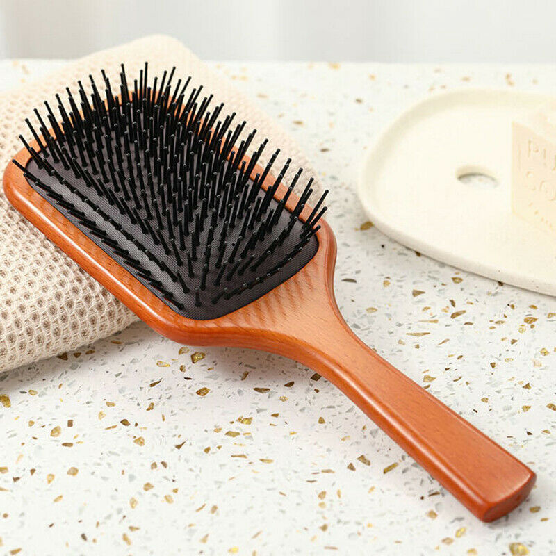 Peach Wooden Hair Brush Scalp Hairbrush Combs Women Tangle Hairdress Kt