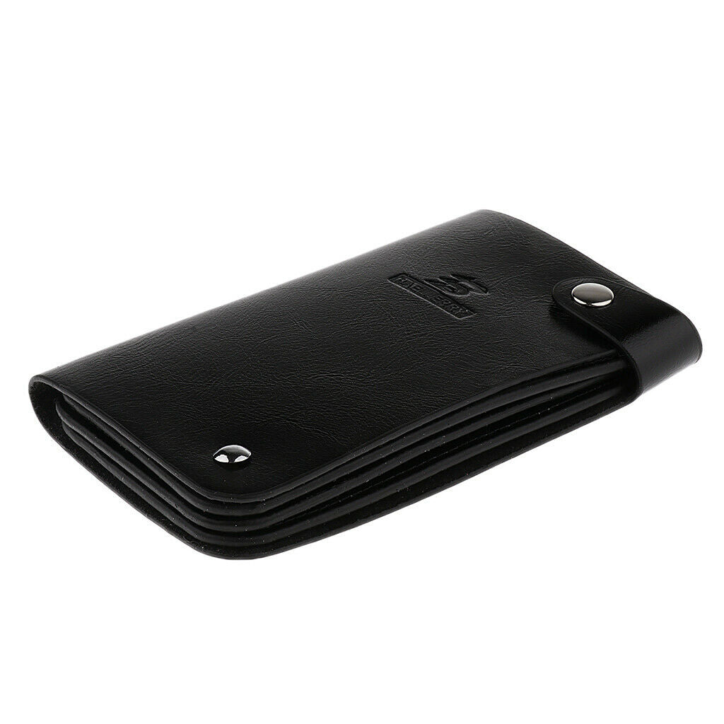 Trifold Pu Leather Mens Womens Credit Card Holder Organizer Black