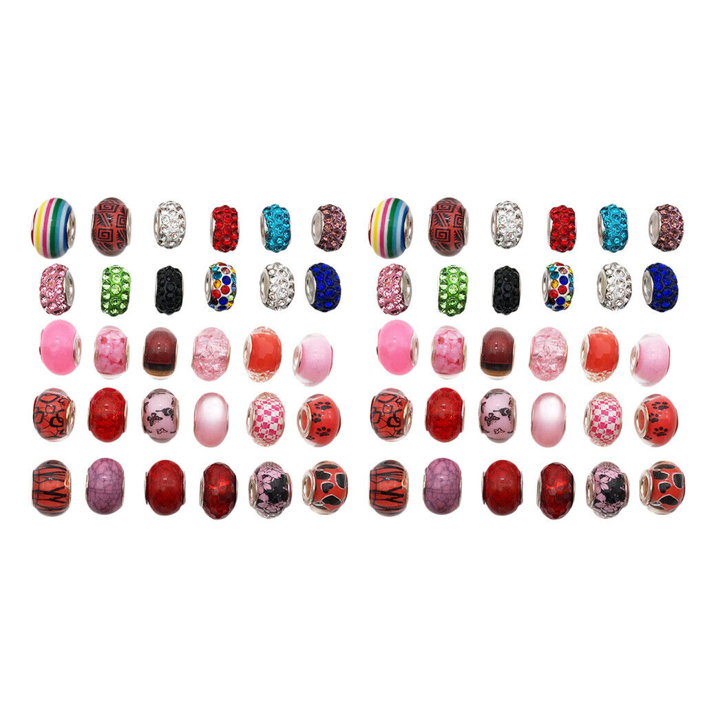 60x Colorful Glass Lampwork Beads Crafts Lampwork Murano Necklace Supplies
