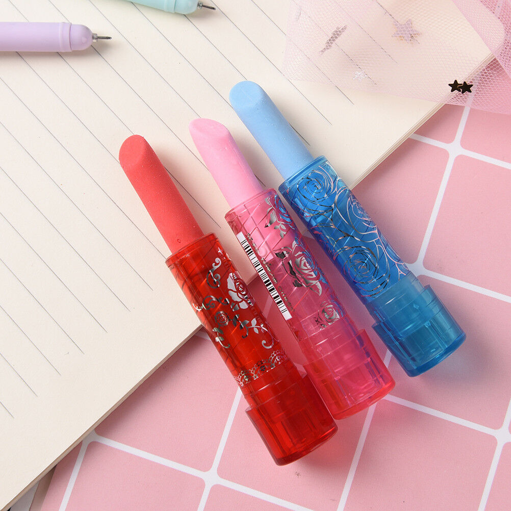 1Pc Stationery Students Lipstick Shape Eraser Rubber Novelty Gift Erase.l8