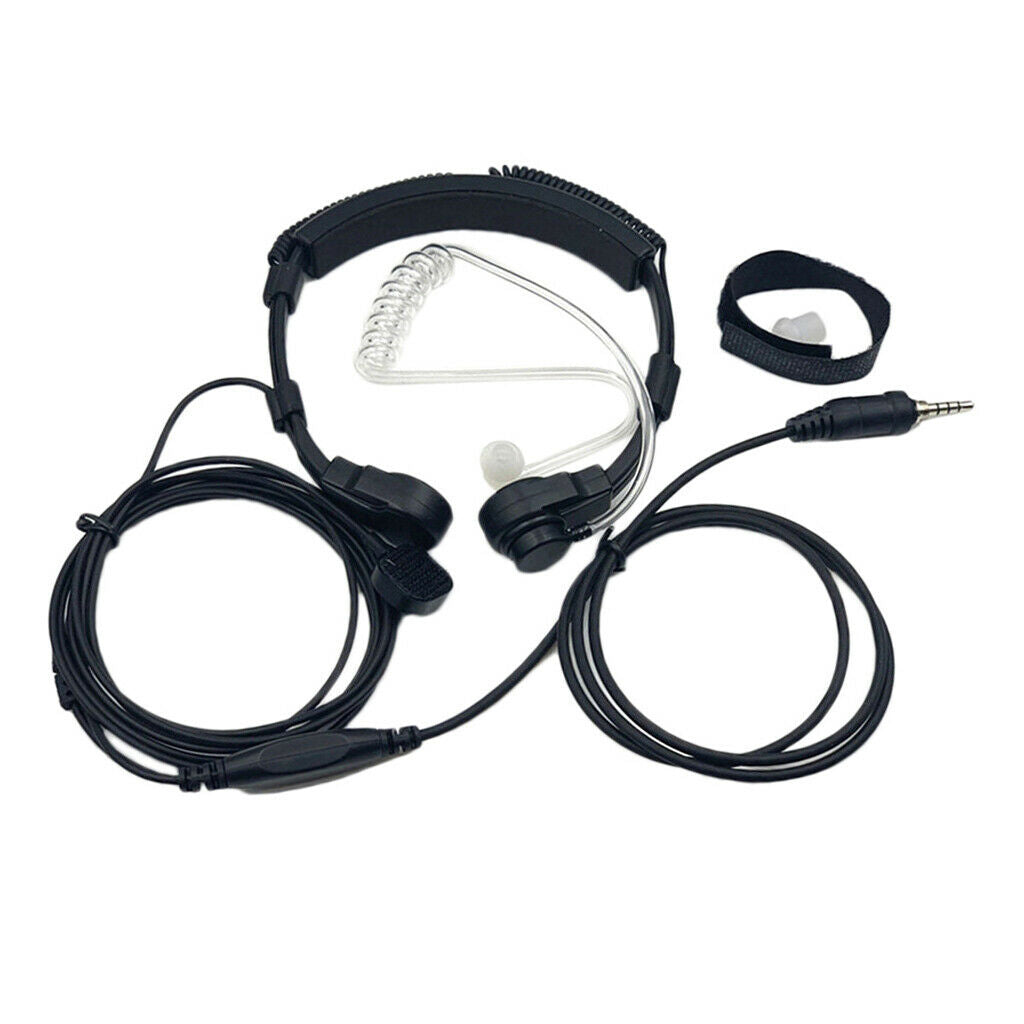 Throat Mic Covert Acoustic Tube Earpiece Headset With PTT For 1 Pin