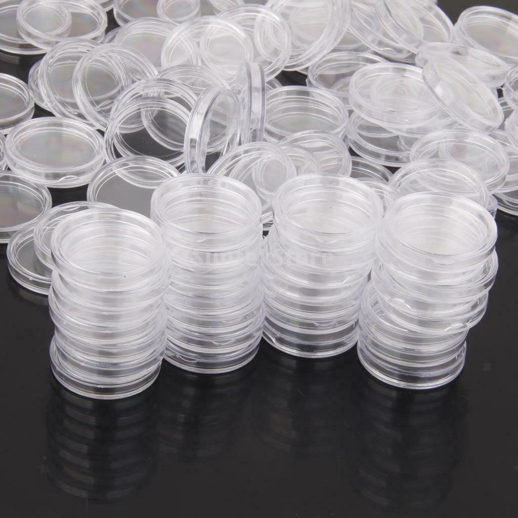 100 Packs Transparent Coin Capsules Holder Holders Case Protector 35mm