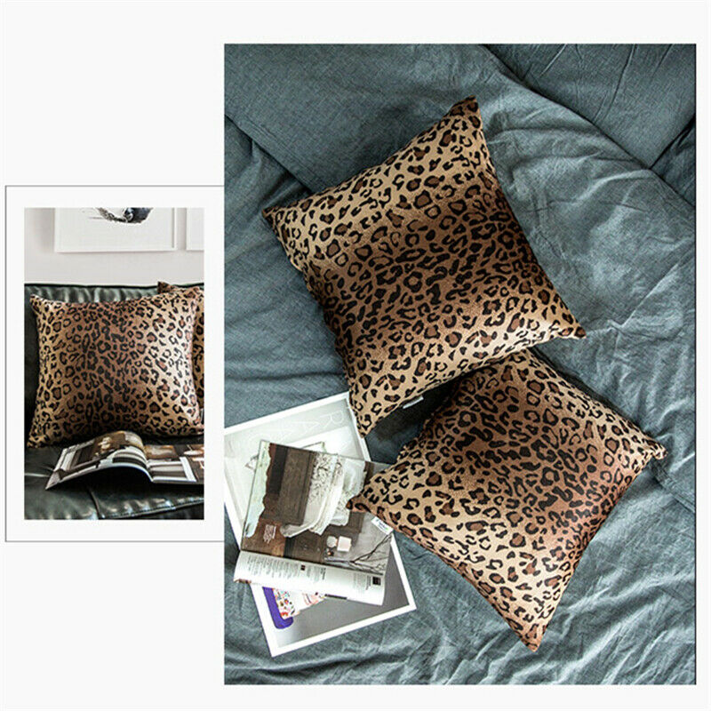 2X Faux Fur Throw Pillow Cover Soft Plush Leopard Print Pillow Case Cushion