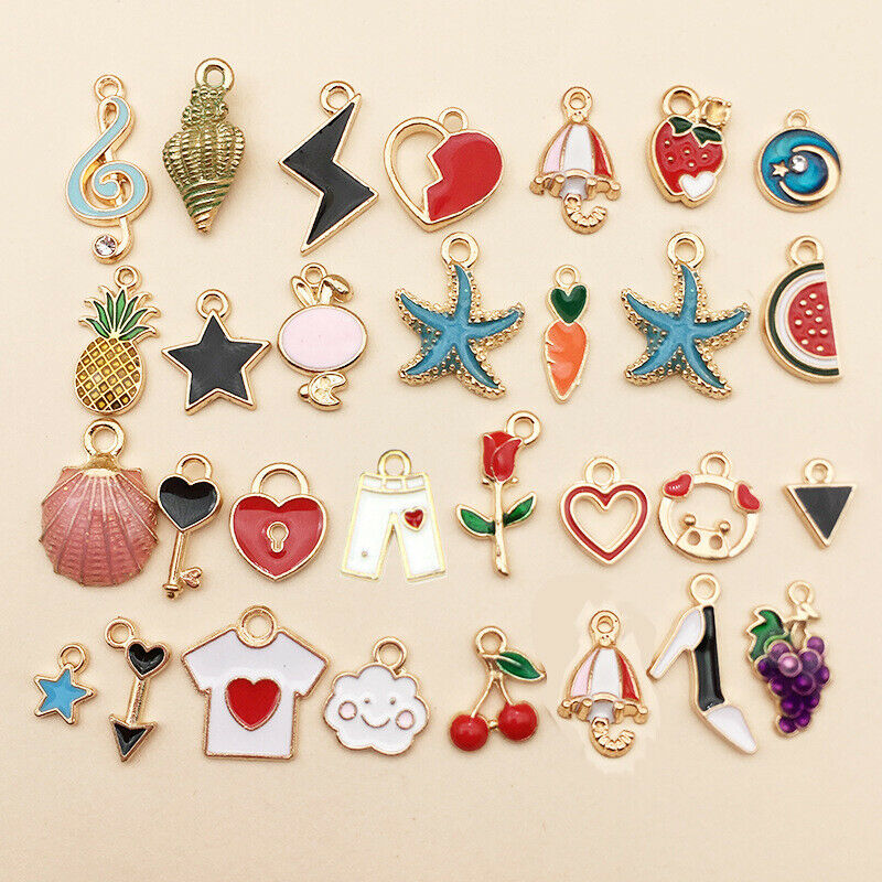 30pcs/lot Enamel Alloy Mixed Charms Pendant Jewelry DIY Craft Making Colo.l8