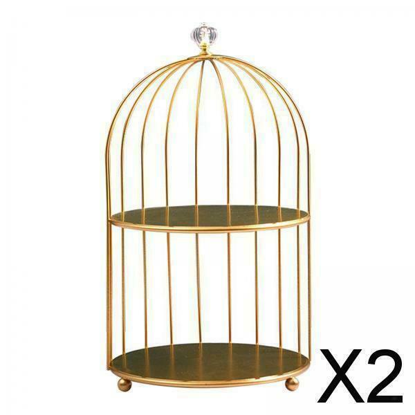 2X Bird Cage Organizer Holder Countertop Makeup Jewelry Rings Rack 2-Tiers