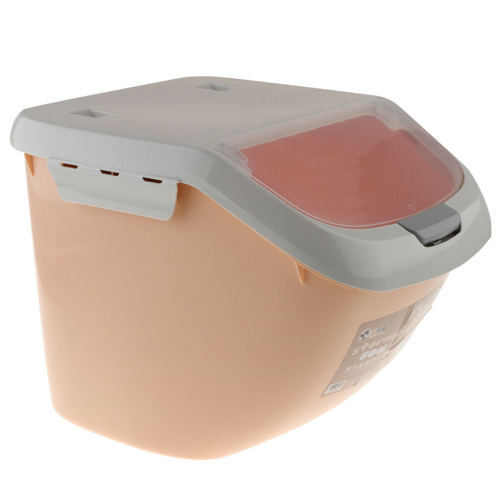 Kitchen Food Storage Container Beans Rice Box with Measuring Cup Lid Orange
