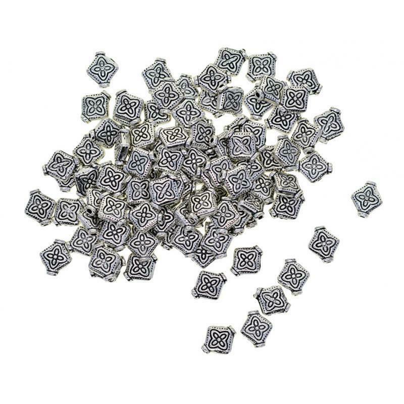 100 Pieces Metal Flower Craved Beads Loose for Jewelry Findings Crafts