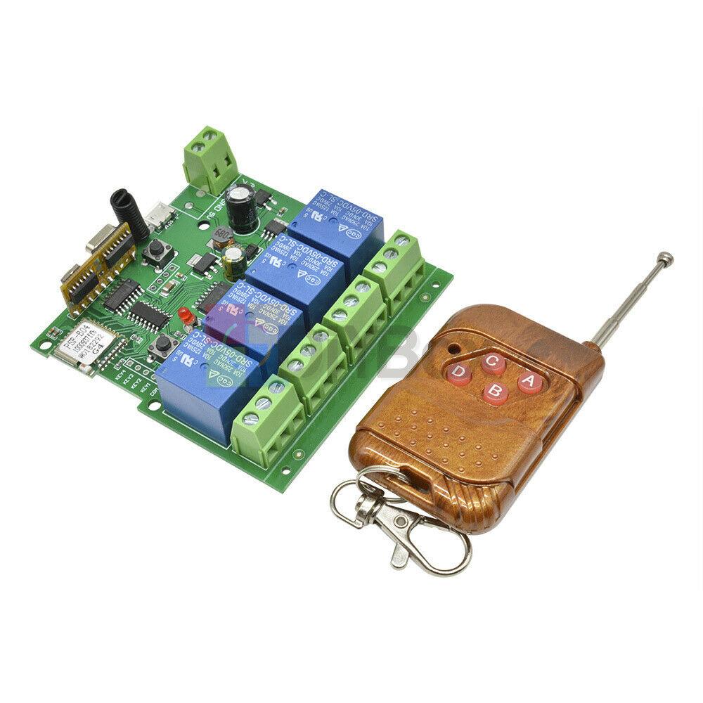 433MHz Smart DIY Wireless Remote Control Switch DC 5-32V 4CH 4 Relay Receiver