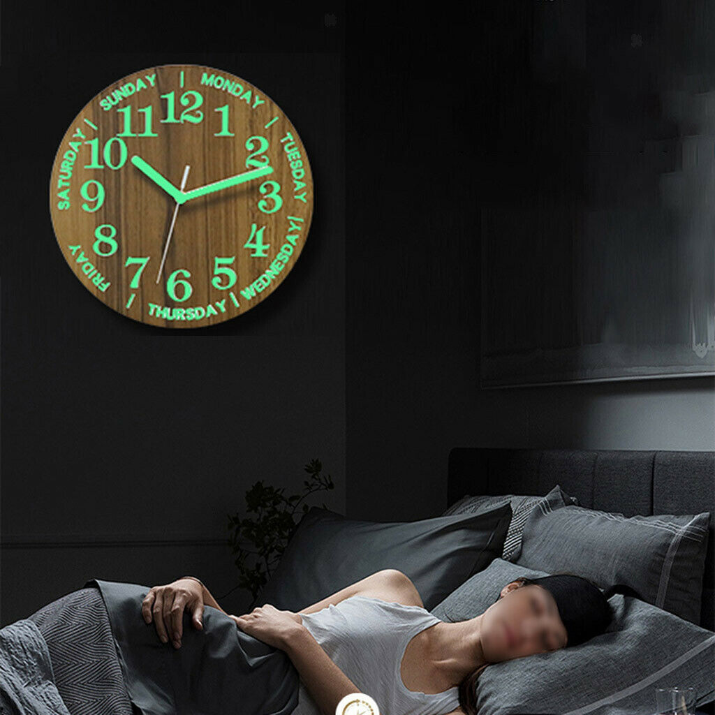 Wooden 30cm 12'' Wall Clock Silent Home Office Minimalism Round Bedroom