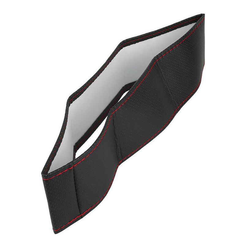 Black+Red PU Leather DIY Car Steering Wheel Cover 38cm With Needle And Thr.l8