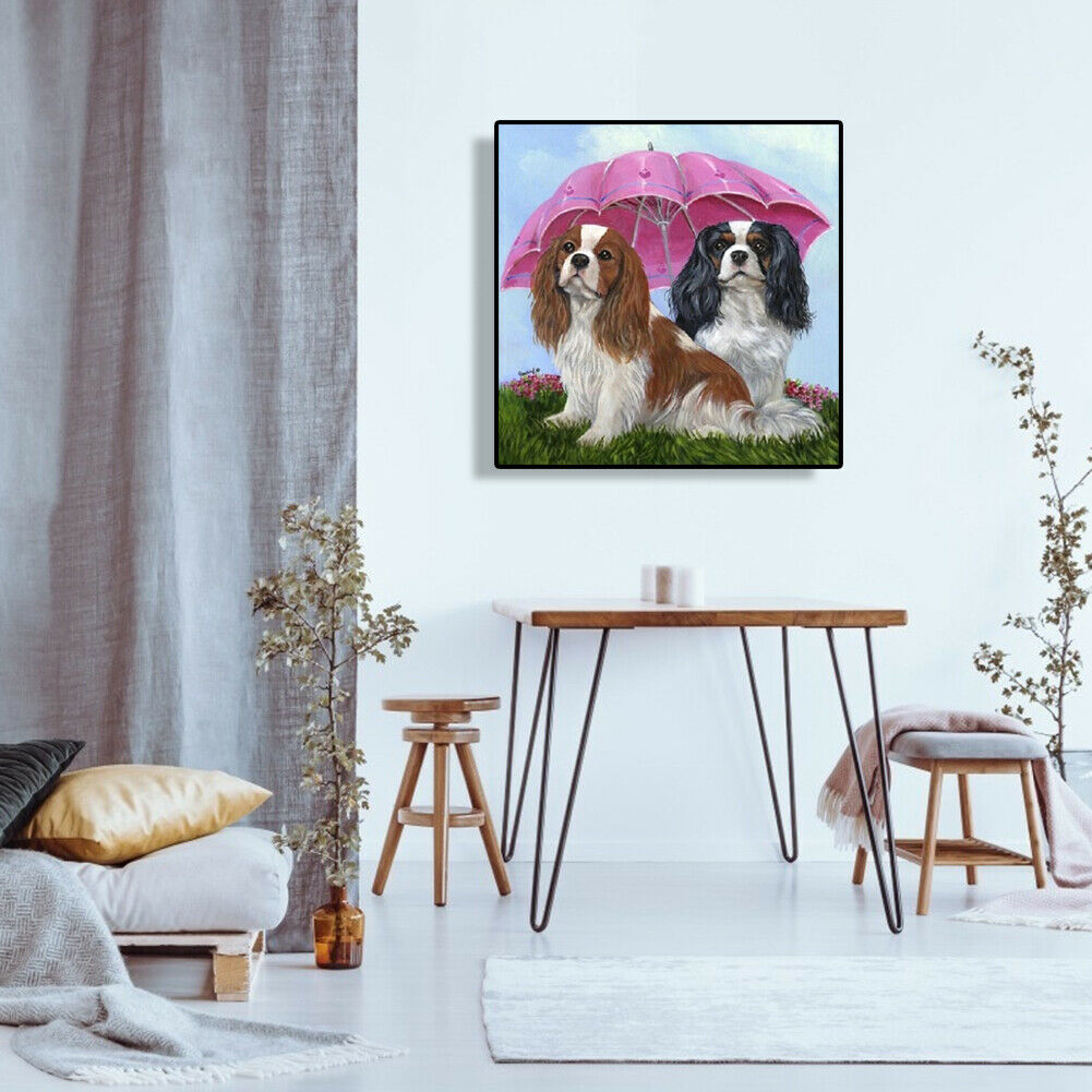 5D DIY Diamond Painting Umbrella Dogs Full Drill Animal Picture Embroidery @