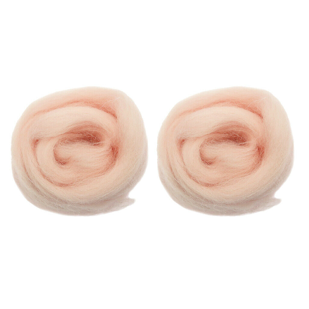 2 Packs Handmade Soft Wool Roving for Needle Felting DIY 10g Light Pink
