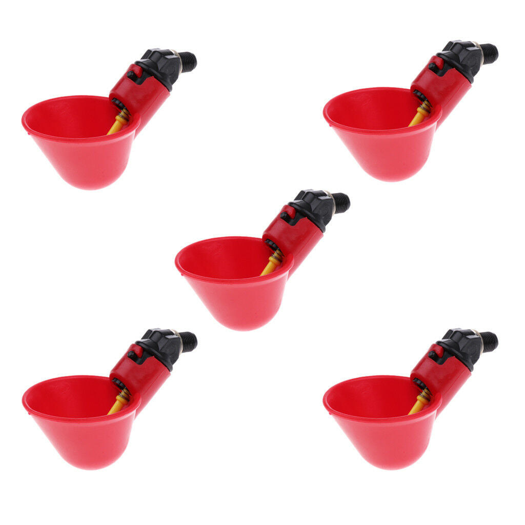 5Pcs Automatic Bird Coop Poultry Drinker Drinking Cups Chicken Water Feeder