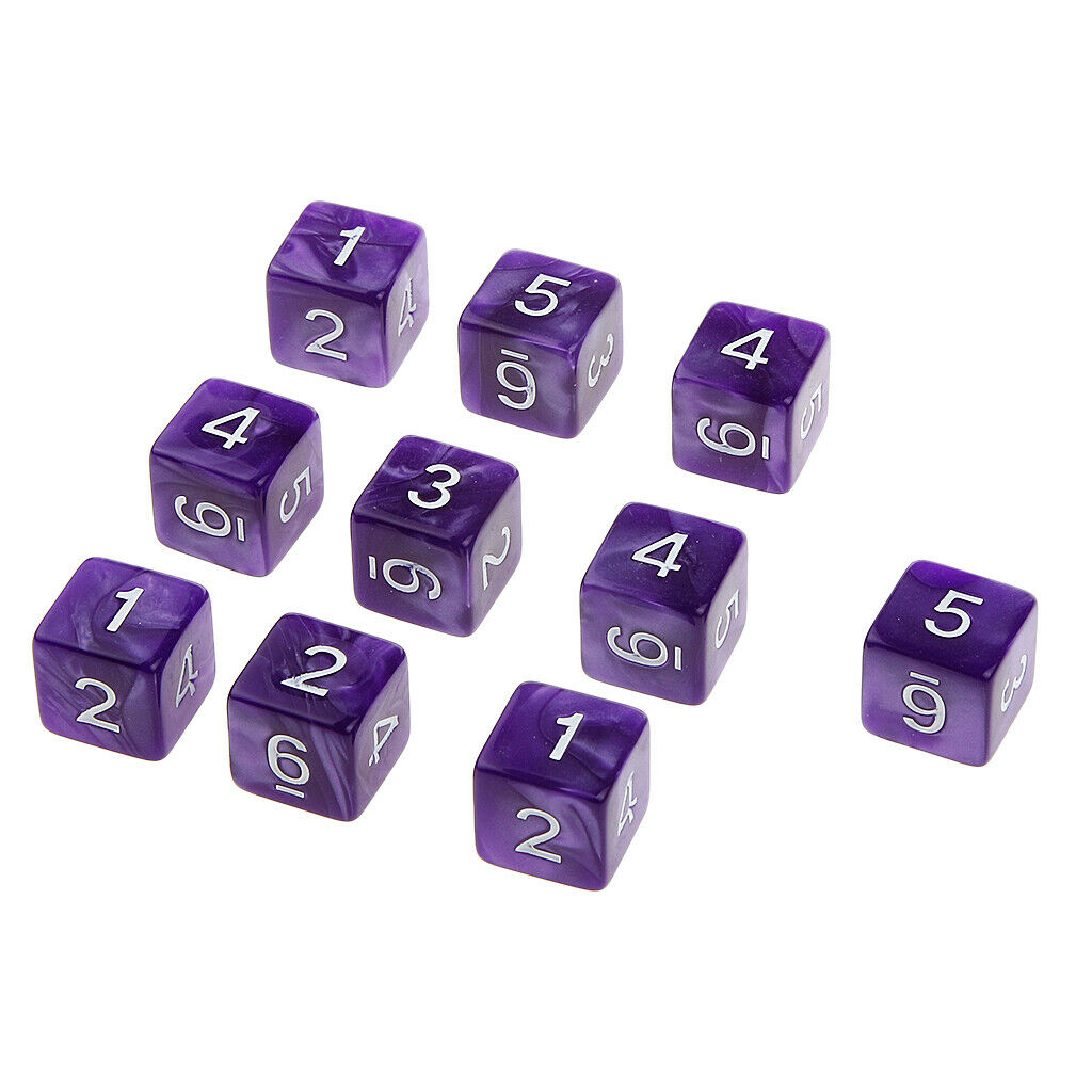 10pcs Six Sided Dice D6 Playing D&D Party Board Dices for Lovers purple