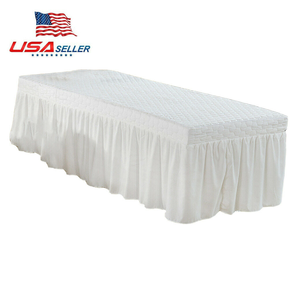 Spa Bed Valance Sheet Cover Beauty Face Table Sheet for Cosmetic White