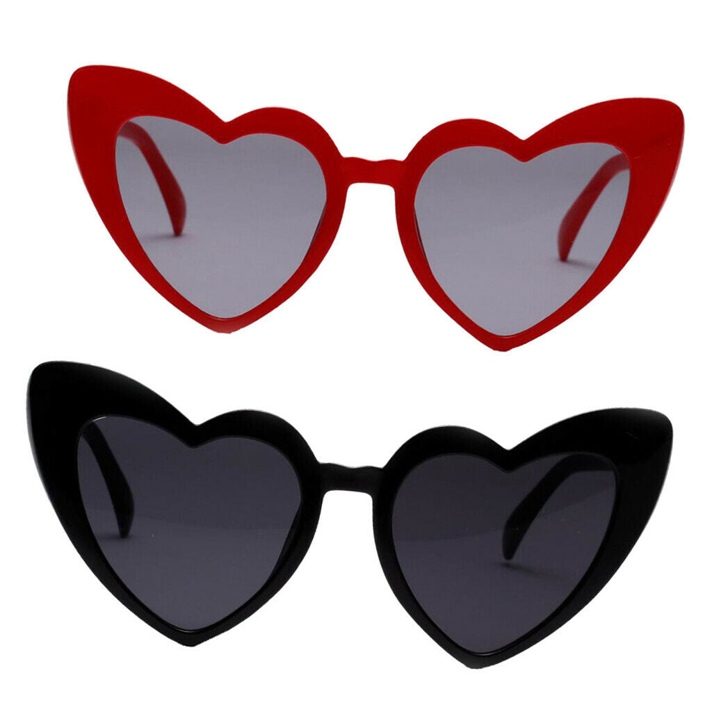 2pcs Women's Heart Shaped Sunglasses Summer Sun Glasses Rave Party Eyewear